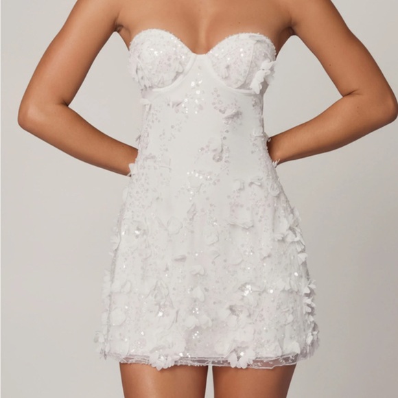 Oh Polly Dresses & Skirts - Oh Polly White Strapless Embellished Mini Dress